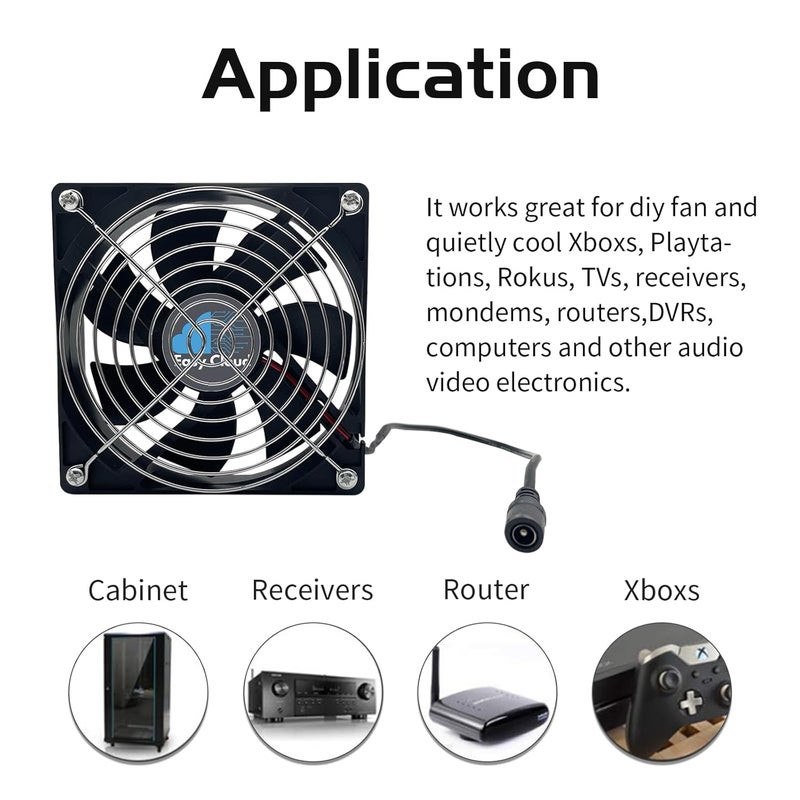 Easy Cloud Computer Fan with AC Plug, 120mm Variable Speed Axial Muffin PC Fan with Controller 120V 110V 220V Small 12V Case Cooling for PC Server Cabinet DVR TV Router Receiver Xbox Greenhouse - Image 3